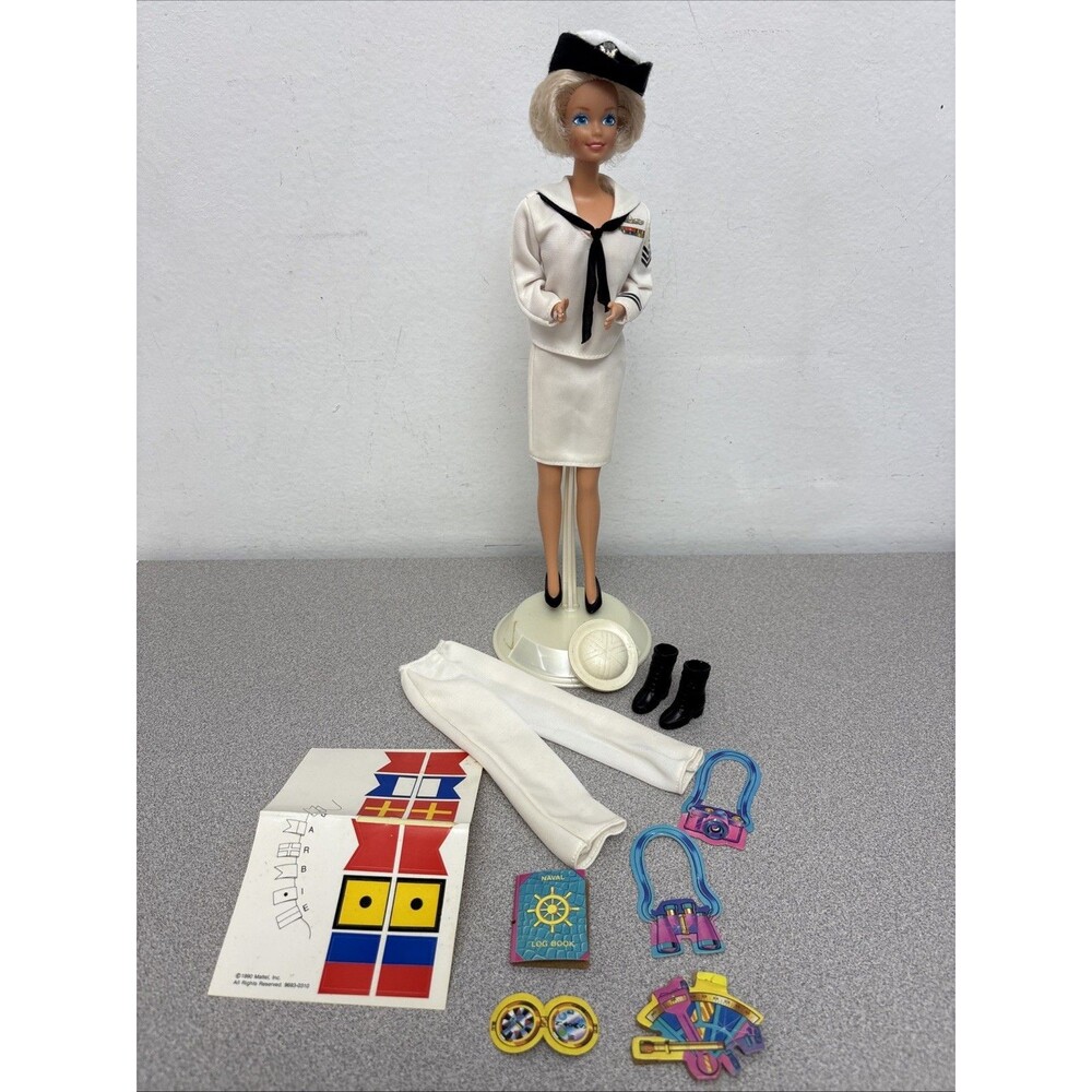 Vintage 1990 Navy Barbie Doll, Stars ' N Stripes, Dress And Daily Uniforms